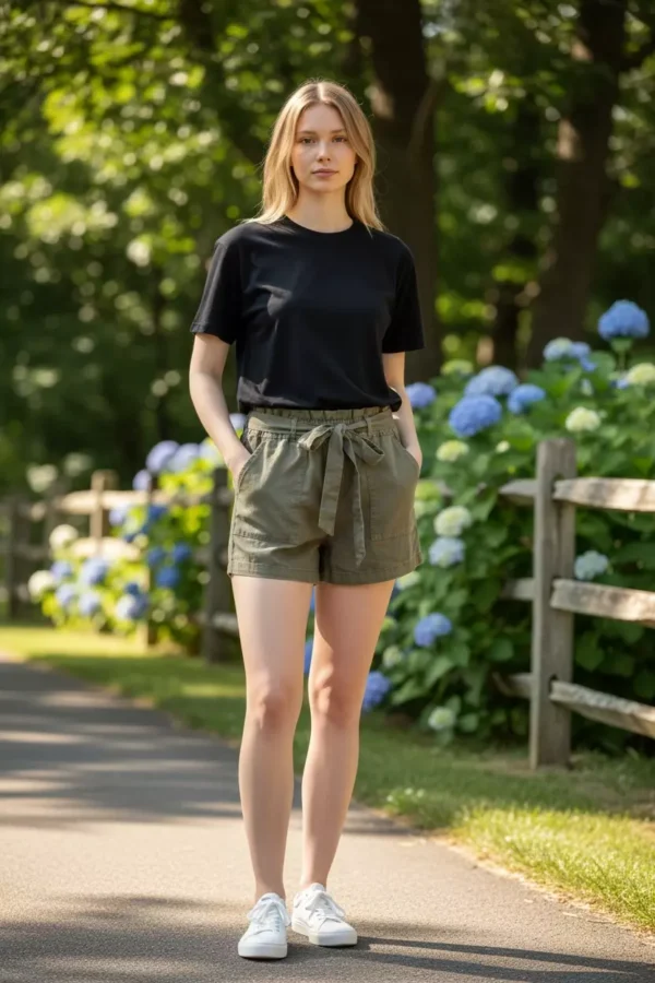 Mid-waist shorts