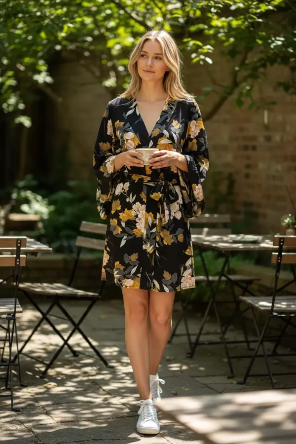 Printed kimono dress