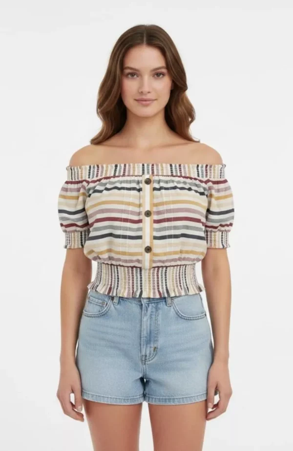 ASOS Striped Off Shoulder Top