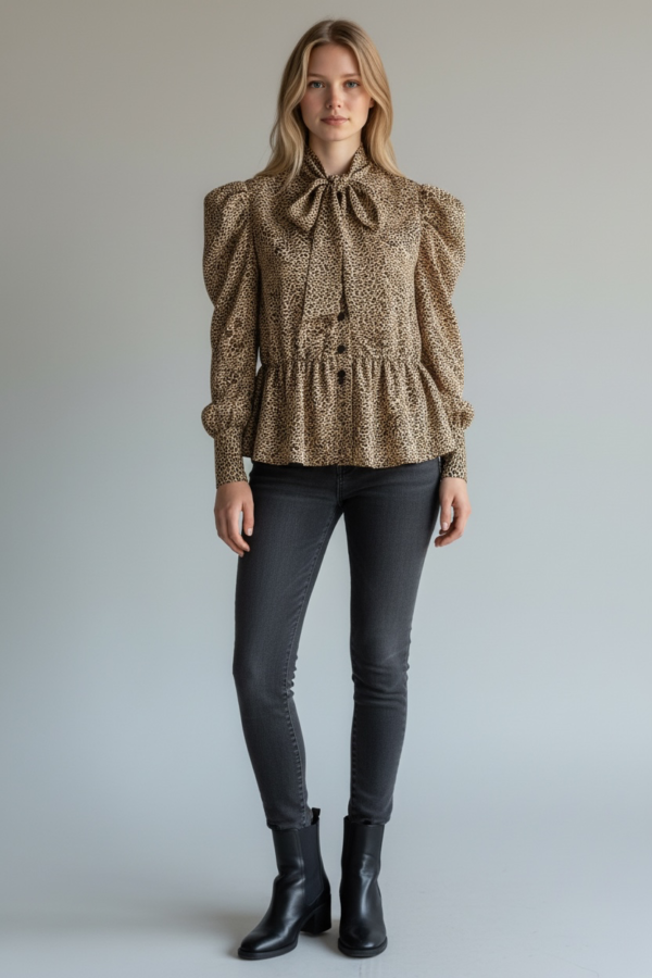 ZARA Tie Neck Blouse